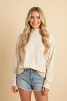 Ditsy Floral Mock Neck-Pullover-Podos Boutique, a Women's Fashion Boutique Located in Calera, AL