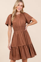 Pretty In Mocha Dress-Short Dresses-Podos Boutique, a Women's Fashion Boutique Located in Calera, AL