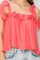 Sunny tie top-Fashion Tops-Podos Boutique, a Women's Fashion Boutique Located in Calera, AL