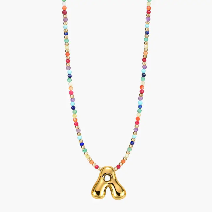 Rainbow Bubble Letter Necklace-Jewelry-Podos Boutique, a Women's Fashion Boutique Located in Calera, AL