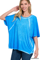 Washed Dolman Boat Neck Top-Short Sleeves-Podos Boutique, a Women's Fashion Boutique Located in Calera, AL