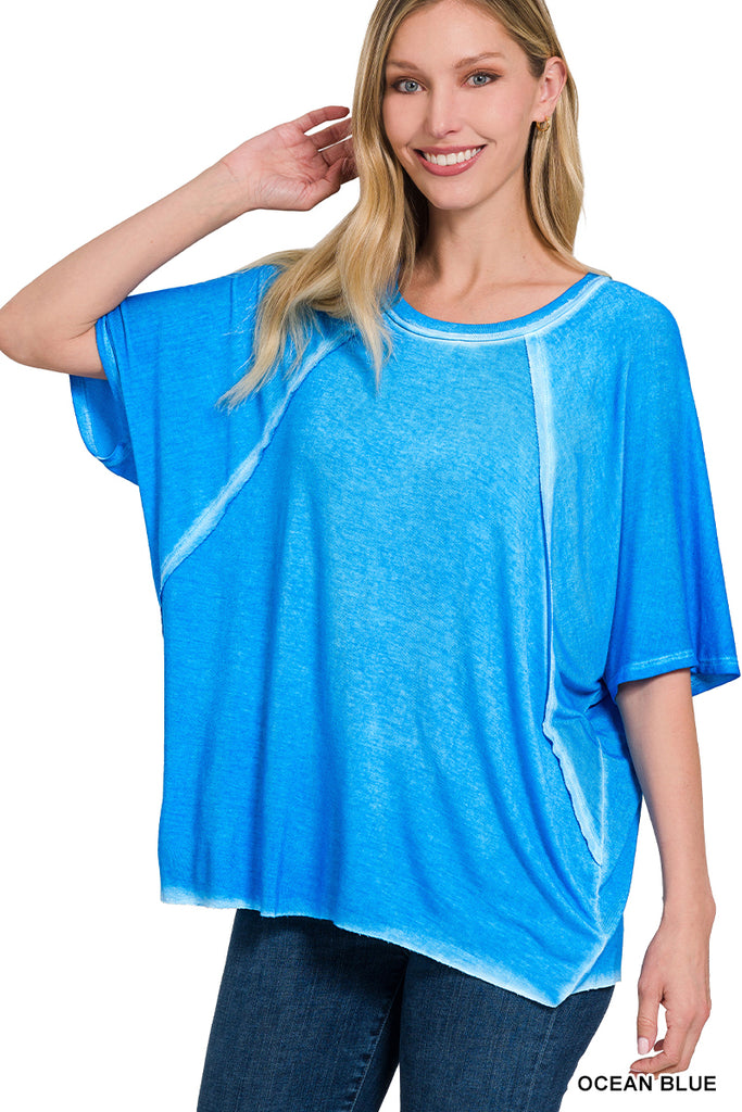 Washed Dolman Boat Neck Top-Unclassified-Podos Boutique, a Women's Fashion Boutique Located in Calera, AL