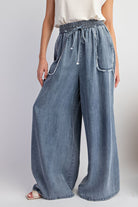 Chambray Palazzo Pants-Podos Boutique, a Women's Fashion Boutique Located in Calera, AL