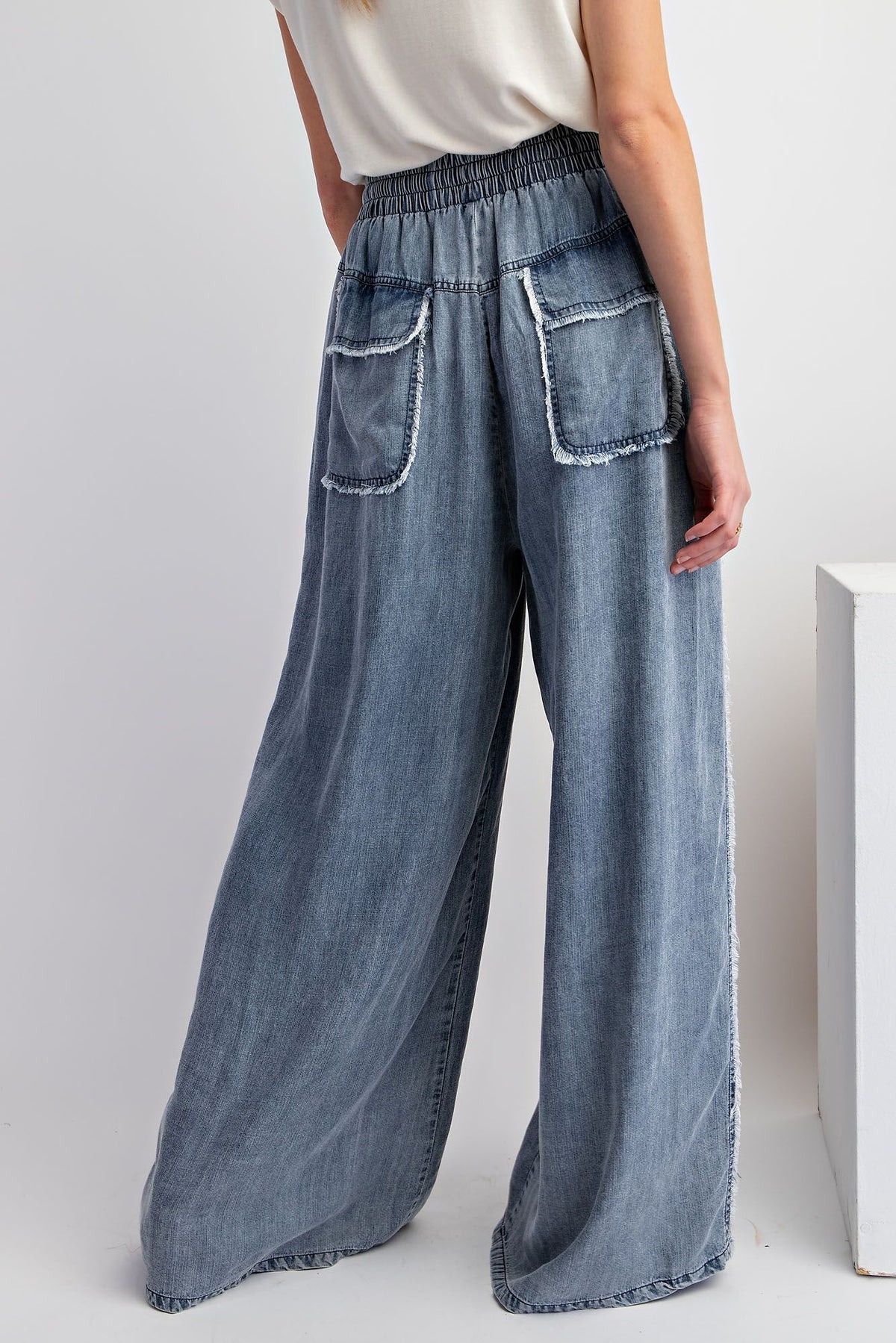 Chambray Palazzo Pants-Podos Boutique, a Women's Fashion Boutique Located in Calera, AL