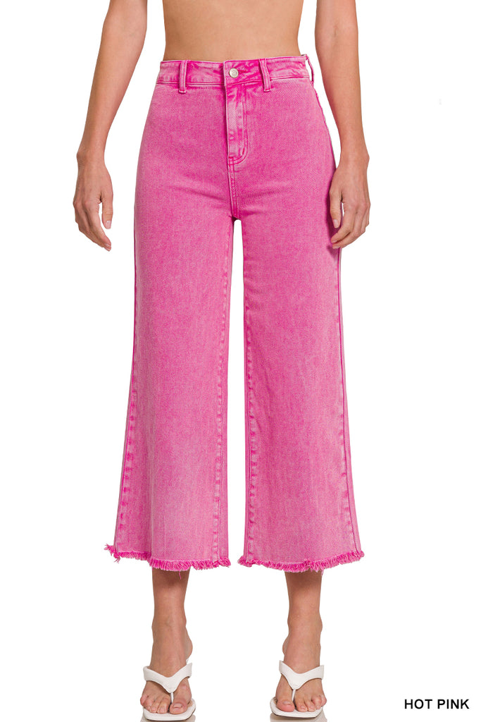Acid Wash HW Frayed Hem Pant-Pants-Podos Boutique, a Women's Fashion Boutique Located in Calera, AL
