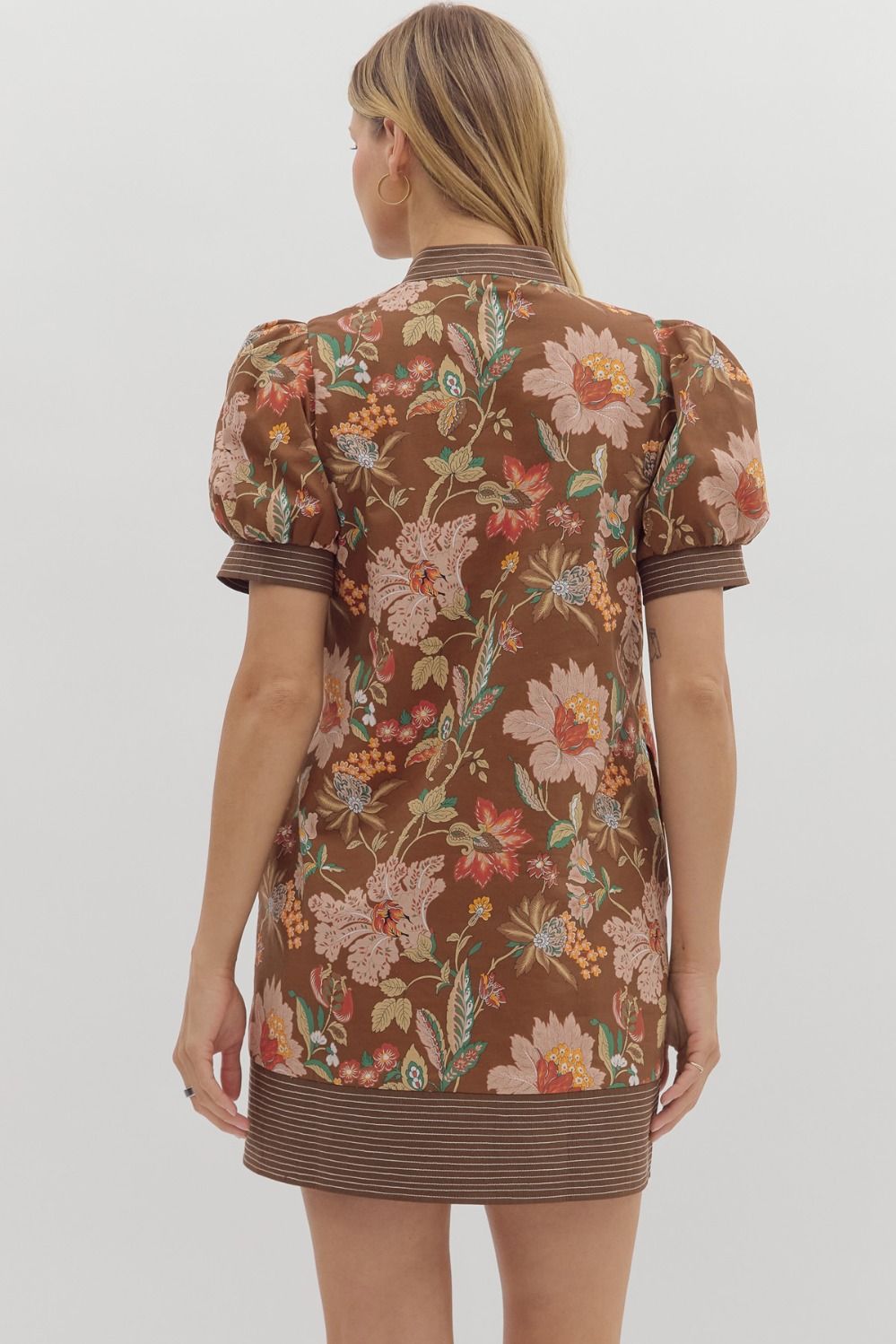 Autumn Floral Dress-Short Dresses-Podos Boutique, a Women's Fashion Boutique Located in Calera, AL