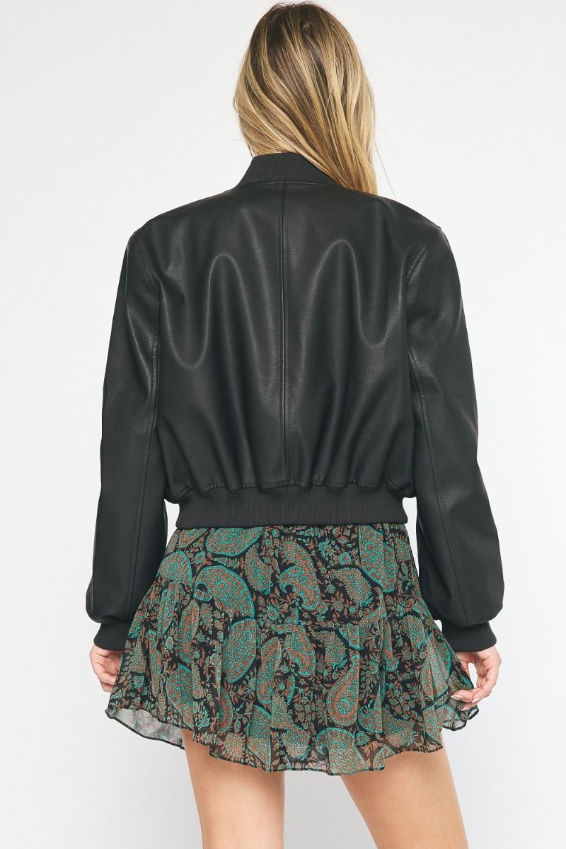 Entro Faux Leather Jacket-Jackets-Podos Boutique, a Women's Fashion Boutique Located in Calera, AL