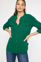 Everyday Button Down-Long Sleeves-Podos Boutique, a Women's Fashion Boutique Located in Calera, AL