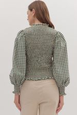 Go For Gingham Top-Long Sleeves-Podos Boutique, a Women's Fashion Boutique Located in Calera, AL