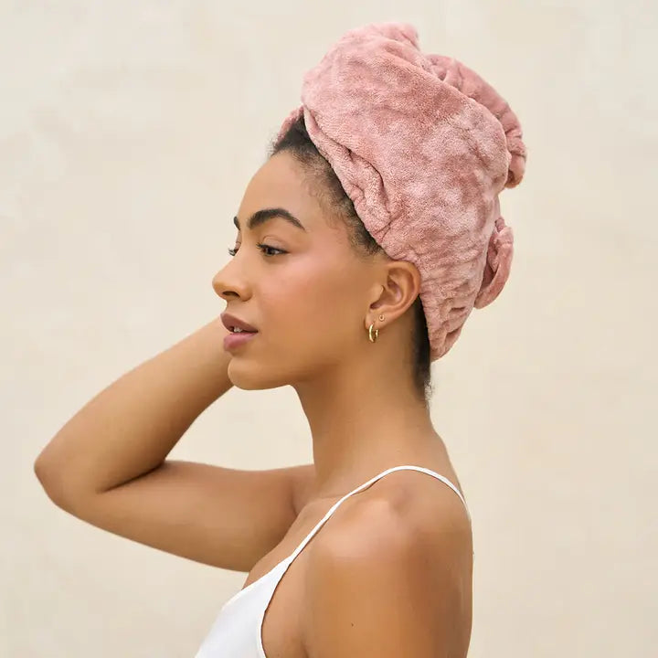 Terracotta Plush Microfiber Hair Towel Turban-Hair Accessories-Podos Boutique, a Women's Fashion Boutique Located in Calera, AL