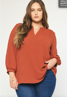 Lola V-Neck Top-Long Sleeves-Podos Boutique, a Women's Fashion Boutique Located in Calera, AL