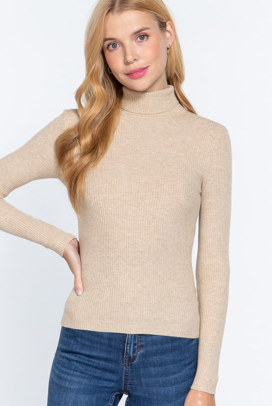 Long Sleeve Turtleneck Sweater-Sweaters-Podos Boutique, a Women's Fashion Boutique Located in Calera, AL
