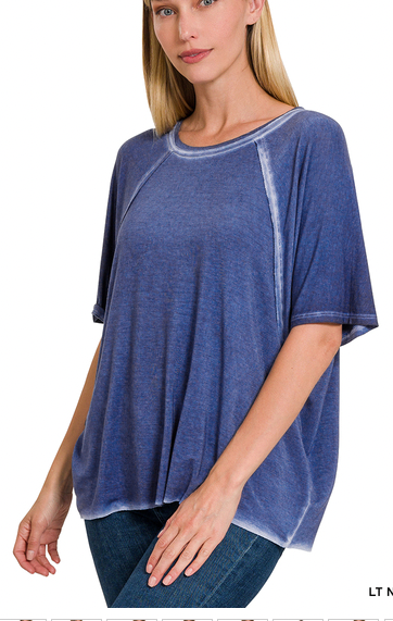 Washed Dolman Boat Neck Top-Unclassified-Podos Boutique, a Women's Fashion Boutique Located in Calera, AL