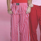 Lulu Mac Red and Pink Striped Pants-Lounge Wear-Podos Boutique, a Women's Fashion Boutique Located in Calera, AL