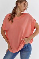 Flowy Boatneck Top-Short Sleeves-Podos Boutique, a Women's Fashion Boutique Located in Calera, AL