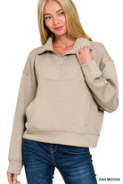 Scuba Half Zip Pullover-Podos Boutique, a Women's Fashion Boutique Located in Calera, AL