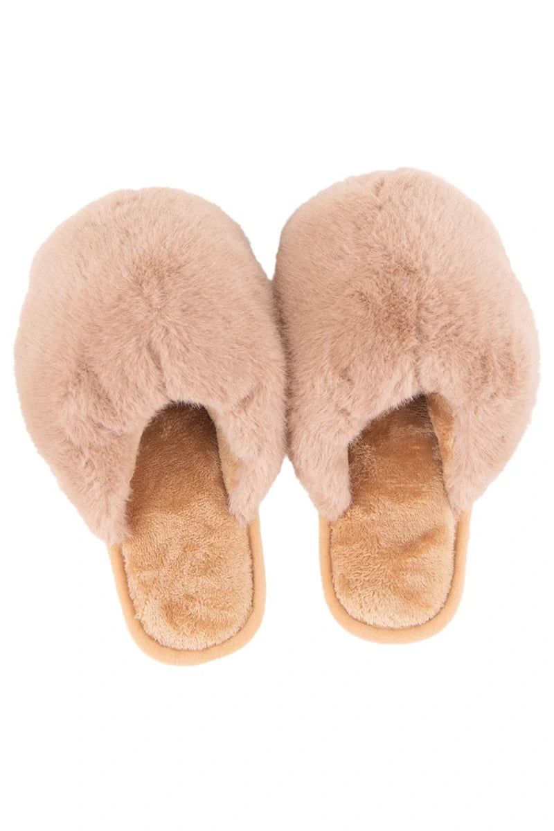 Katydid Faux Fur Slippers-Lounge Wear-Podos Boutique, a Women's Fashion Boutique Located in Calera, AL