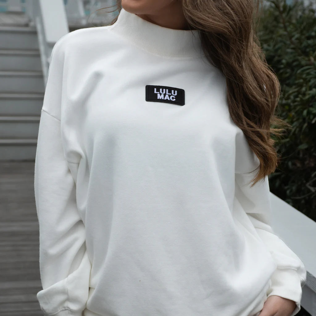 Lulu Mac Terry Cloth Mock Neck-sweatshirts-Podos Boutique, a Women's Fashion Boutique Located in Calera, AL