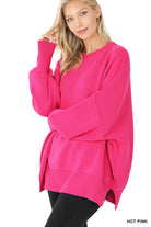 Side Slit Oversized Sweater-Sweaters-Podos Boutique, a Women's Fashion Boutique Located in Calera, AL