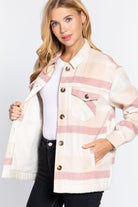 Plaid Shacket w/ Faux Fur Lining-Shackets-Podos Boutique, a Women's Fashion Boutique Located in Calera, AL