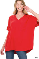 Airflow V-Neck Dolman Top-Short Sleeves-Podos Boutique, a Women's Fashion Boutique Located in Calera, AL