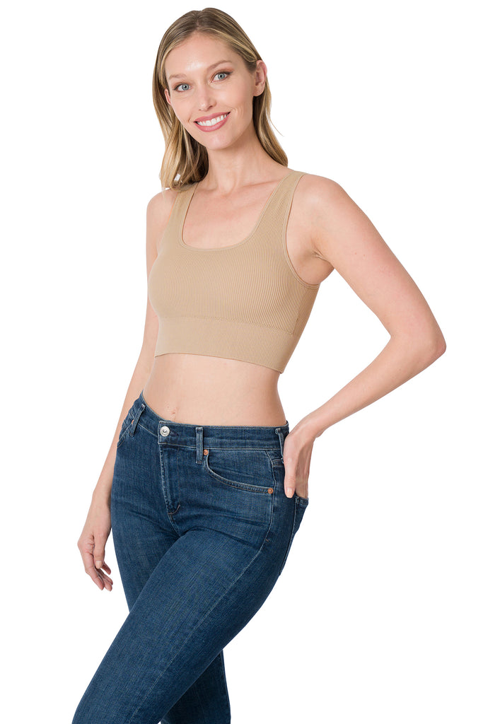 Ribbed Crop Round Neck Tank-Boutique Items. - Boutique Apparel - Ladies - All About the Basics - Tanks-Podos Boutique, a Women's Fashion Boutique Located in Calera, AL