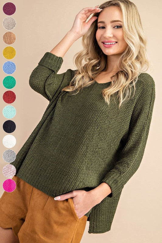 Crew Neck Knit Sweater-Boutique Items. - Boutique Apparel - Ladies - Top It Off - Sweaters-Podos Boutique, a Women's Fashion Boutique Located in Calera, AL