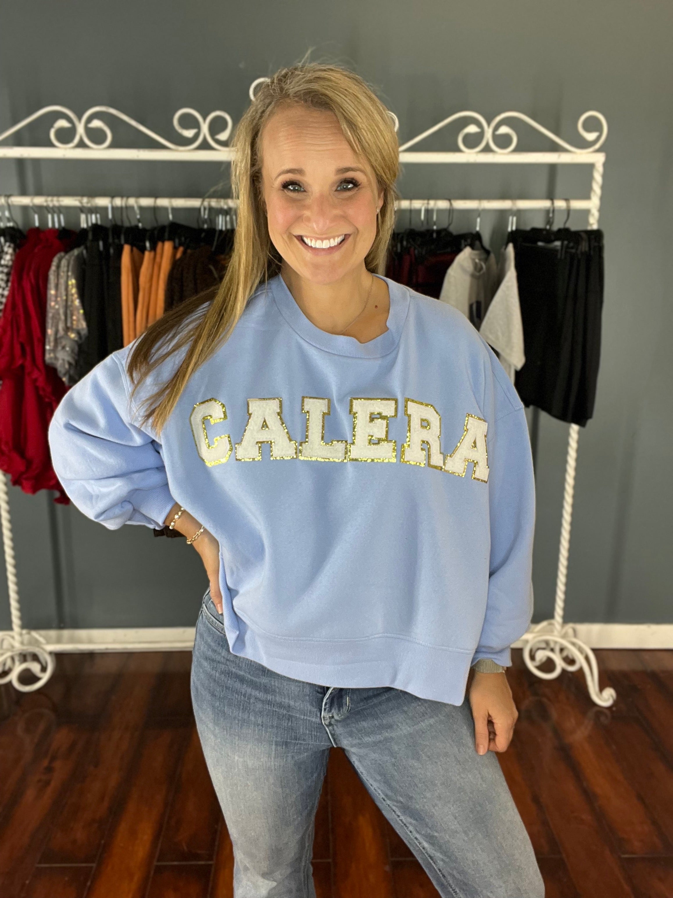 CHENILLE TEAM SWEATSHIRTS-Graphic Sweatshirts-Podos Boutique, a Women's Fashion Boutique Located in Calera, AL