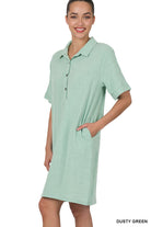 Gauze Button Front Dress-Short Dresses-Podos Boutique, a Women's Fashion Boutique Located in Calera, AL