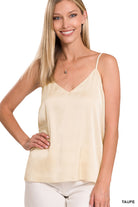 Charmeuse V-Neck Cami-Tank Tops-Podos Boutique, a Women's Fashion Boutique Located in Calera, AL