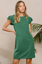 Ruffle Sleeve Knit Dress-Short Dresses-Podos Boutique, a Women's Fashion Boutique Located in Calera, AL