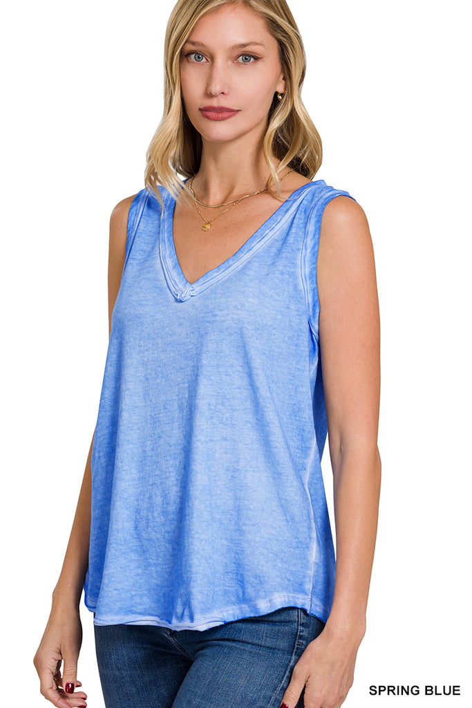 Washed V-Neck Tank-Boutique Items. - Boutique Apparel - Ladies - Top It Off - Fashion Tops-Podos Boutique, a Women's Fashion Boutique Located in Calera, AL
