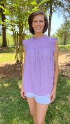 Smocked Yoke Top-Tank Tops-Podos Boutique, a Women's Fashion Boutique Located in Calera, AL