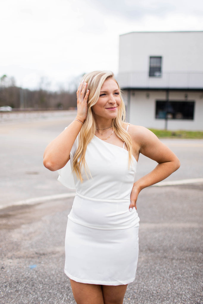 One Shoulder Dress-Boutique Items. - Boutique Apparel - Ladies - Dress It Up - Short-Podos Boutique, a Women's Fashion Boutique Located in Calera, AL