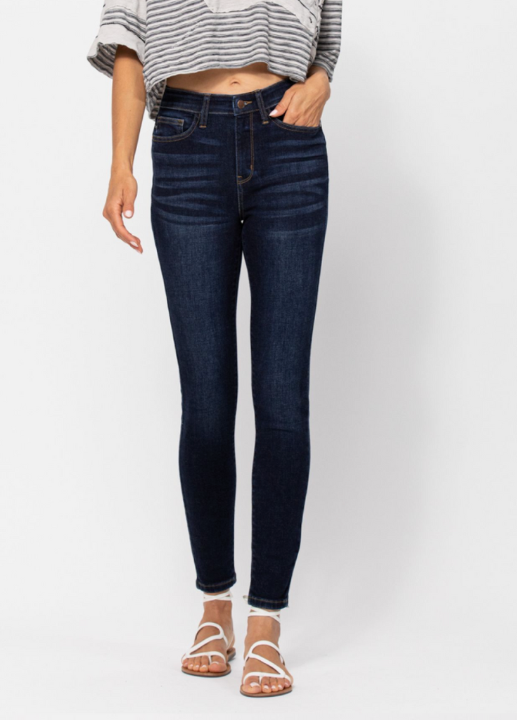 Hi-waist Skinny w/handsanding-Boutique Items. - Boutique Apparel - Ladies - Below the Belt - Jeans-Podos Boutique, a Women's Fashion Boutique Located in Calera, AL