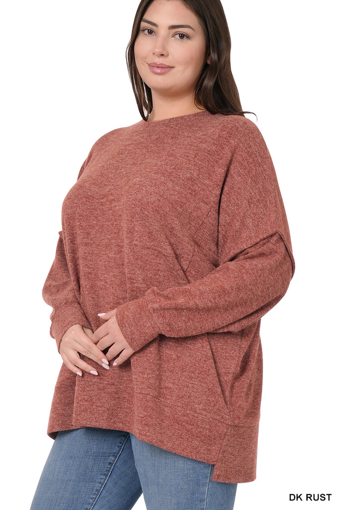 Oversize Drop Shoulder Sweater PLUS-Boutique Items. - Boutique Apparel - Curvy Style - Tops - Sweaters-Podos Boutique, a Women's Fashion Boutique Located in Calera, AL