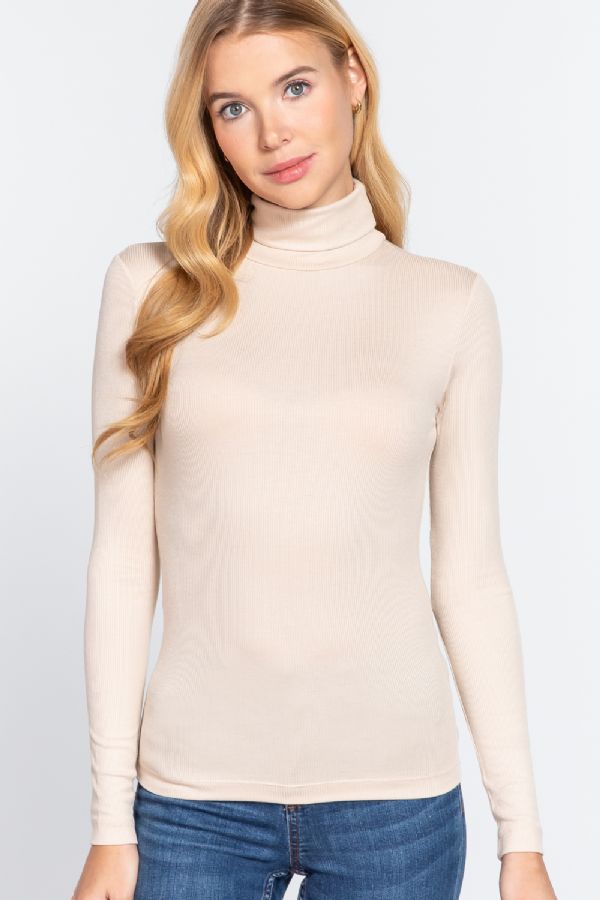 Turtleneck Ribbed Top-Boutique Items. - Boutique Apparel - Ladies - Top It Off - Fashion Tops-Podos Boutique, a Women's Fashion Boutique Located in Calera, AL