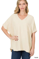 Airflow V-Neck Dolman Top-Short Sleeves-Podos Boutique, a Women's Fashion Boutique Located in Calera, AL