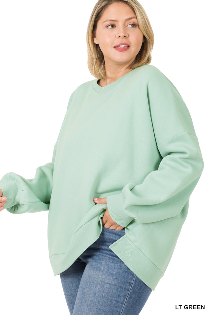 Hi-Low Hem Pocket Sweatshirt PLUS-Boutique Items. - Boutique Apparel - Curvy Style - Tops - Fashion Tops-Podos Boutique, a Women's Fashion Boutique Located in Calera, AL