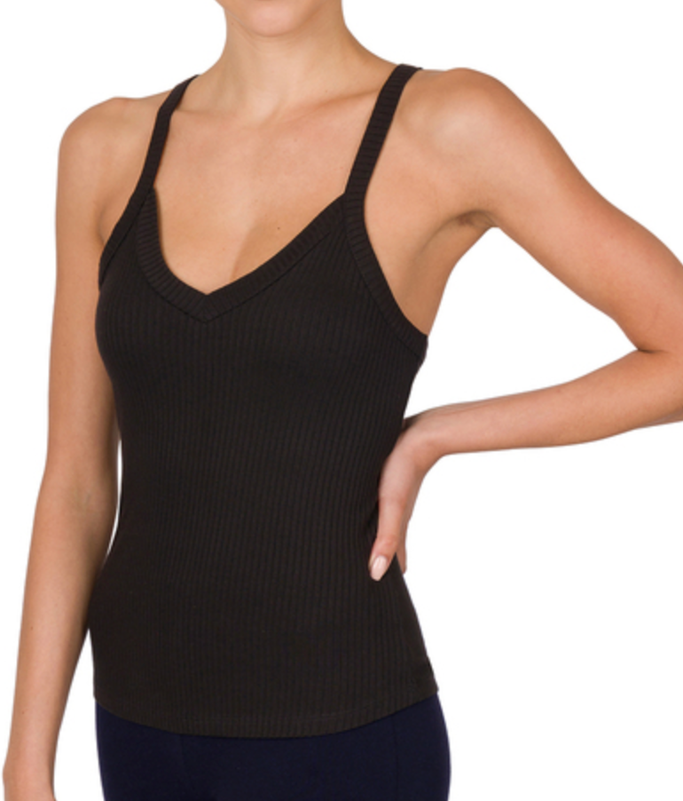 Ribbed Crop Cami-Tank Tops-Podos Boutique, a Women's Fashion Boutique Located in Calera, AL