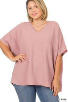 V-Neck Dolman SS Top PLUS-Short Sleeves-Podos Boutique, a Women's Fashion Boutique Located in Calera, AL