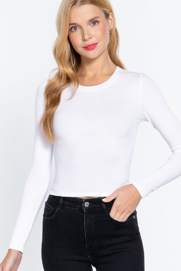 Ribbed Crop Knit Top-Tops-Podos Boutique, a Women's Fashion Boutique Located in Calera, AL