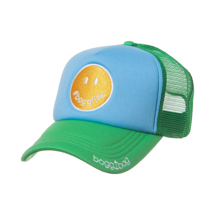 Smiley Trucker Hat-Boutique Items. - Accessories - Headwear-Podos Boutique, a Women's Fashion Boutique Located in Calera, AL