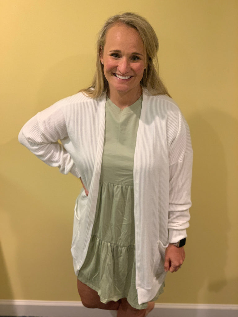 Ribbed L/S Cardigan-Boutique Items. - Boutique Apparel - Ladies - Top It Off - Cardigans & Kimonos-Podos Boutique, a Women's Fashion Boutique Located in Calera, AL
