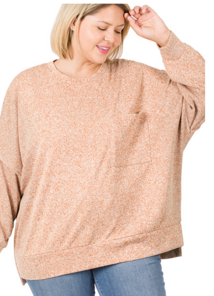 Melange Hi-Low Sweater PLUS-Boutique Items. - Boutique Apparel - Curvy Style - Tops - Sweaters-Podos Boutique, a Women's Fashion Boutique Located in Calera, AL