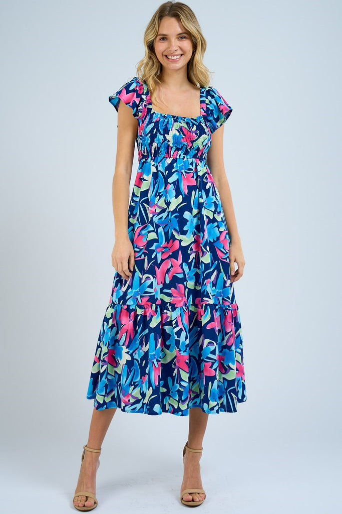 Flutter Sleeve Print Dress-Boutique Items. - Boutique Apparel - Ladies - Dress It Up - Midi-Podos Boutique, a Women's Fashion Boutique Located in Calera, AL
