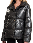 Vegan Leather Puffer Jacket-Jackets-Podos Boutique, a Women's Fashion Boutique Located in Calera, AL