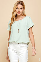 Top w/ Tulip Sleeve Detail-Short Sleeves-Podos Boutique, a Women's Fashion Boutique Located in Calera, AL