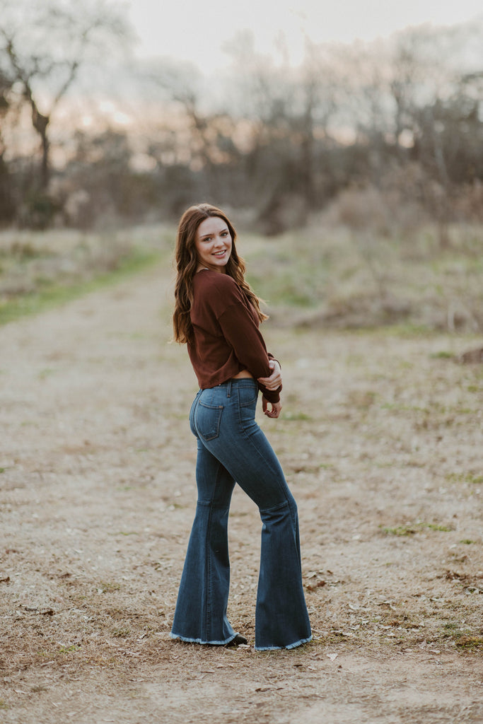 JB High Waist Super Flares-Jeans-Podos Boutique, a Women's Fashion Boutique Located in Calera, AL