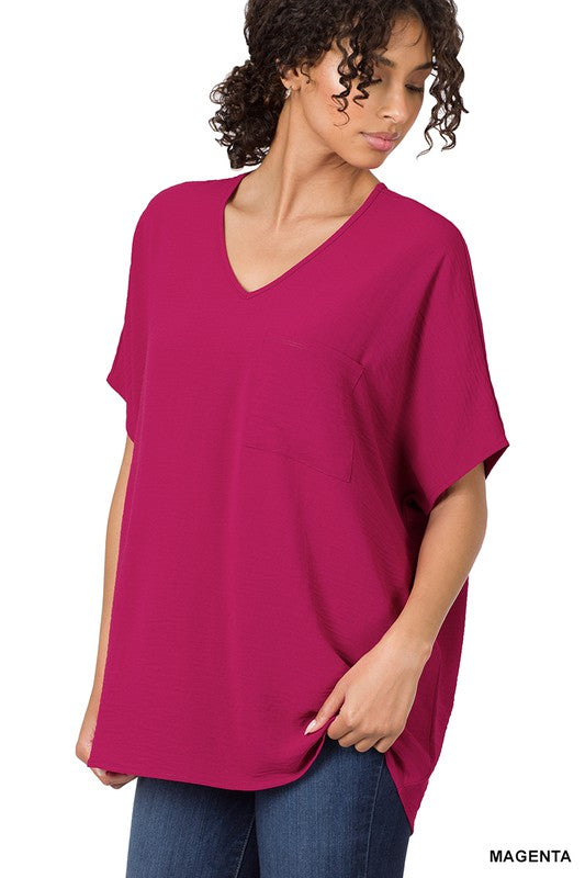 Airflow V-Neck Dolman Top-Short Sleeves-Podos Boutique, a Women's Fashion Boutique Located in Calera, AL